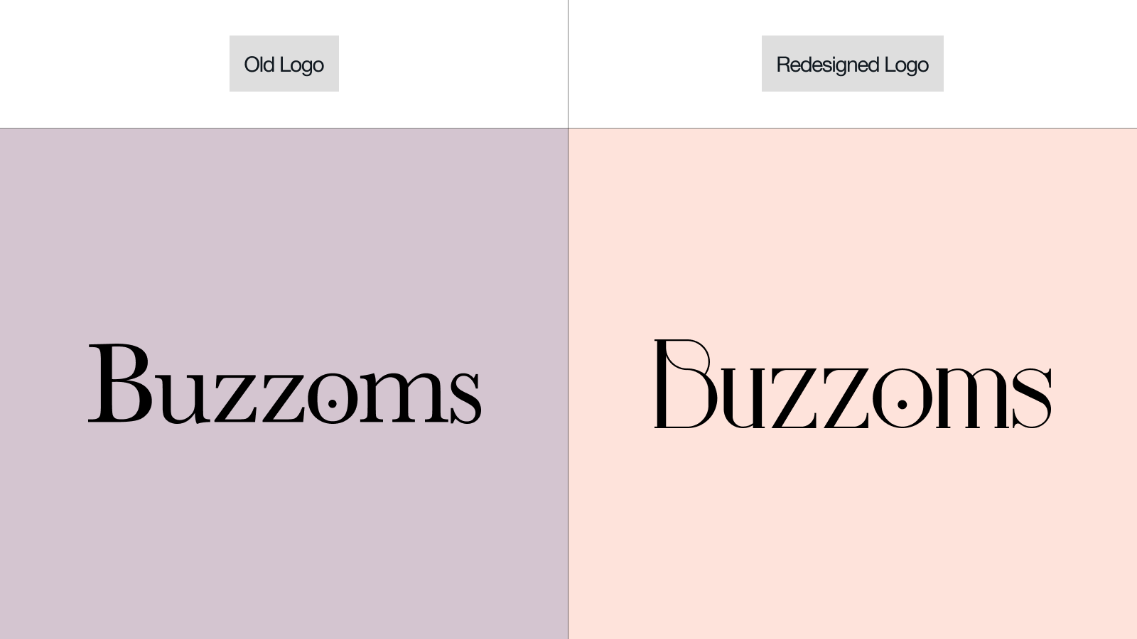 Comparison of the old and the new redesigned Buzzoms' logo