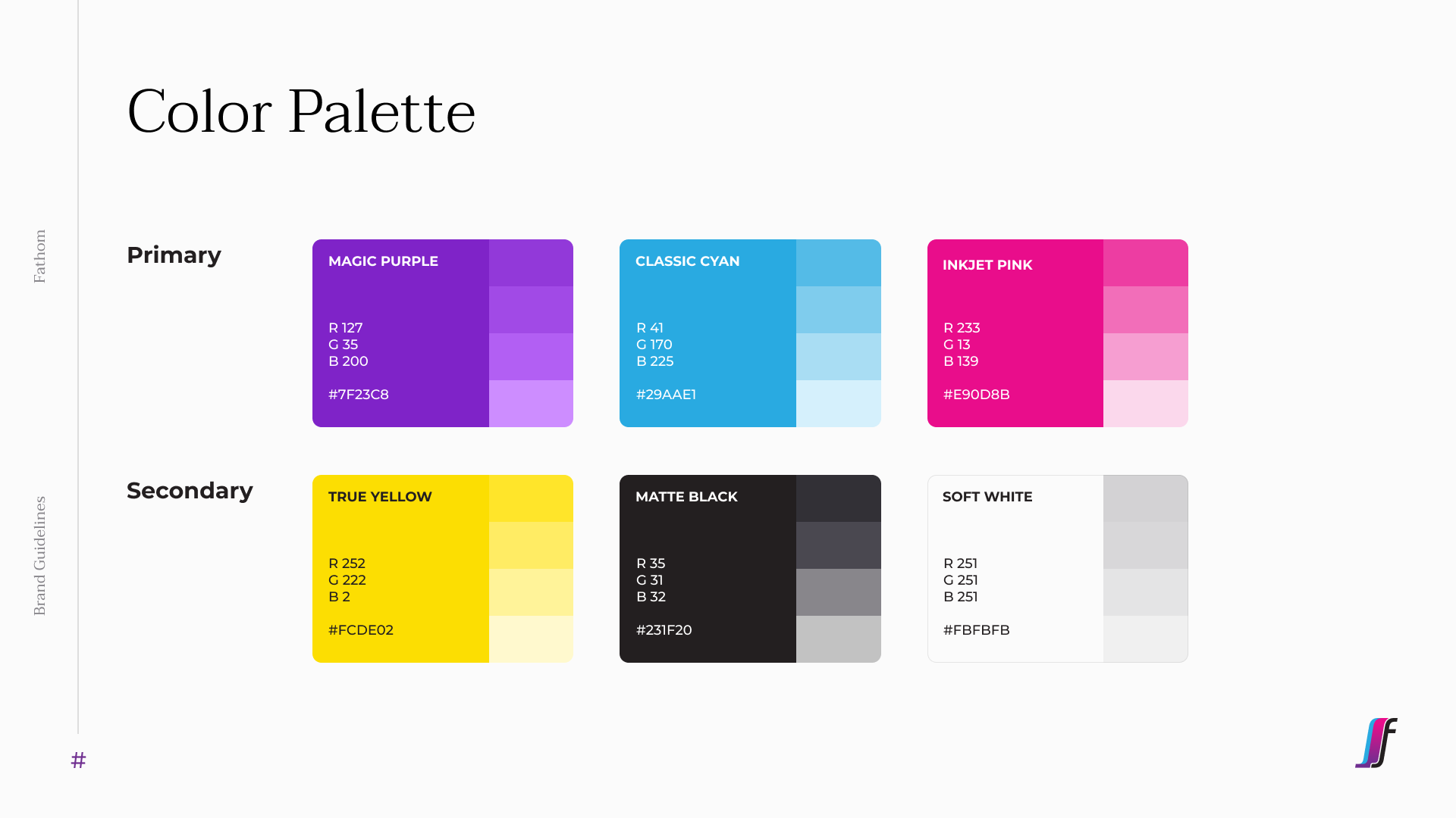 Image showing the CMYK color palette along with a B/W neutral color that we used in this project.