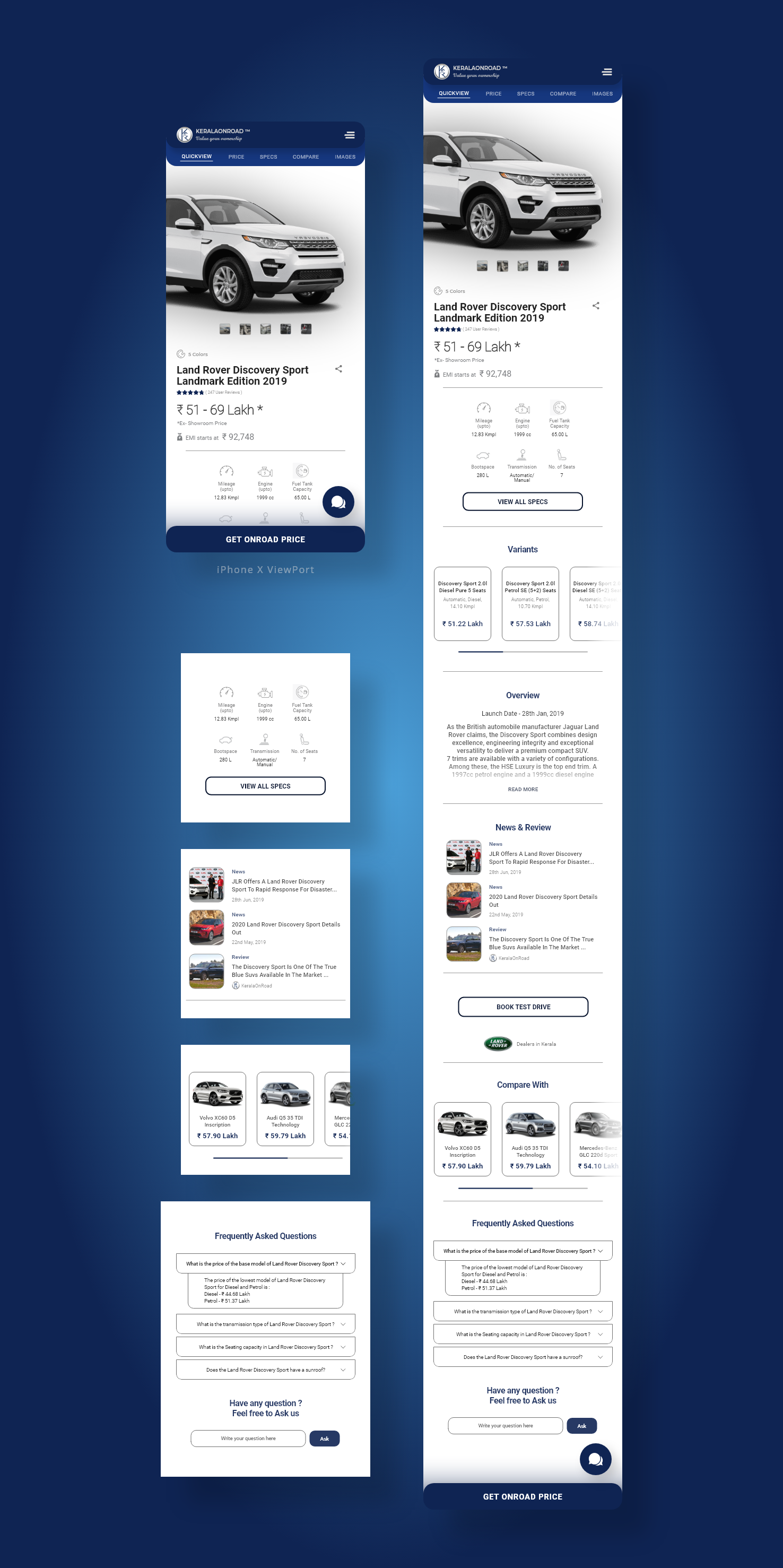 Image showing the full page design for the Product page